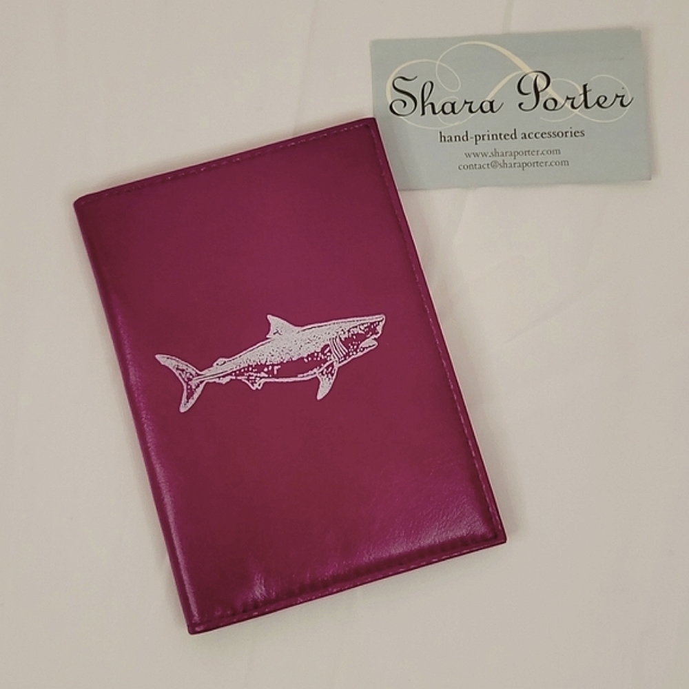 Purple Leather Shark wallet Shara Porter Designs